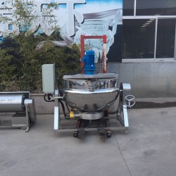 供應(yīng)眾惠牌100L電加熱可傾斜帶攪拌刮底攪拌夾層鍋
