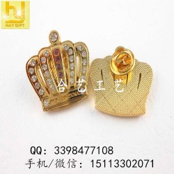 金屬鏤空徽章，皇冠水鉆襟章，鋅合金立體徽章